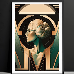 Art Deco Prints & Vintage Wall Decor, Fashion Woman Portrait Art Deco Posters, Unique Housewarming Gift