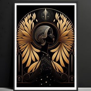 Art Deco Wall Art Black and Gold Poster Elegant Woman Print Retro Glam Illustration 1920s Style Vintage Fashion Wall Decor Printable Gift