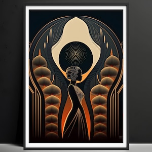 Art Deco Wall Art Print | Vintage 1920s Glam Illustration | Elegant Retro Woman Poster | Housewarming & First Home Decor