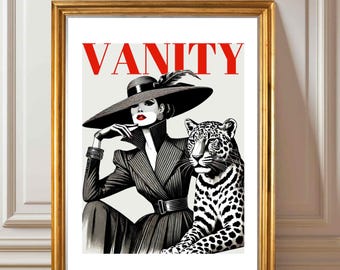 Impression léopard Vanity Vogue, art mural tendance (téléchargement numérique)