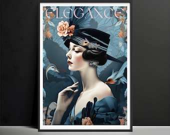 Art Deco Wall Art,Elegance Magazine,1920s Posters,Vintage Posters,Vintage Prints,Fashion Prints,Gifts for her wall art,Housewarming gift