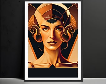 Art Deco Woman Portrait Print, Vintage Style Wall Decor
