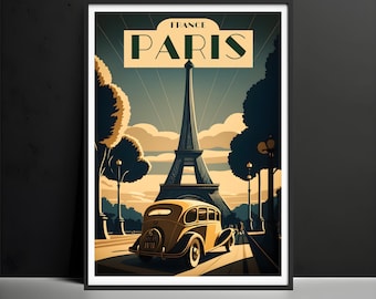 Eiffel Tower Art Deco Print | Vintage Paris Poster