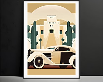 Impressões artísticas, decoração de parede, impressão de arte vintage, pôster artístico, arquitetura artística, arte de parede, pôster de carro vintage, presente de arte 20s