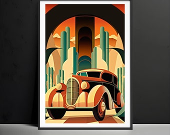 Art Deco Prints, Wall Decor, Vintage Art print, Art Deco Poster, Art Deco Wall Art, Vintage Car Art Deco poster,Art Gift