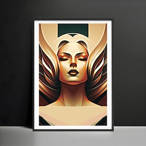 Art Deco Prints,Wall Decor,Vintage Art print,Art Deco Poster,Art Deco Wall Art,Fashion Woman Portrait art deco Poster,Housewarming Gift