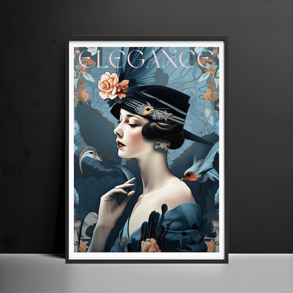 Estampes Art déco, Elegance Magazine, affiches des années 1920, affiches vintage, estampes vintage, estampes de mode, cadeaux pour son art mural, cadeau de pendaison de crémaillère