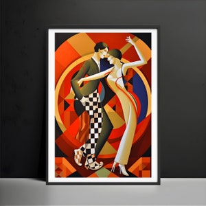 Art Deco Print Poster, Vintage Poster Paar tanzen, Art Deco Wand Kunst Print, Poster Art Housewarminggeschenk