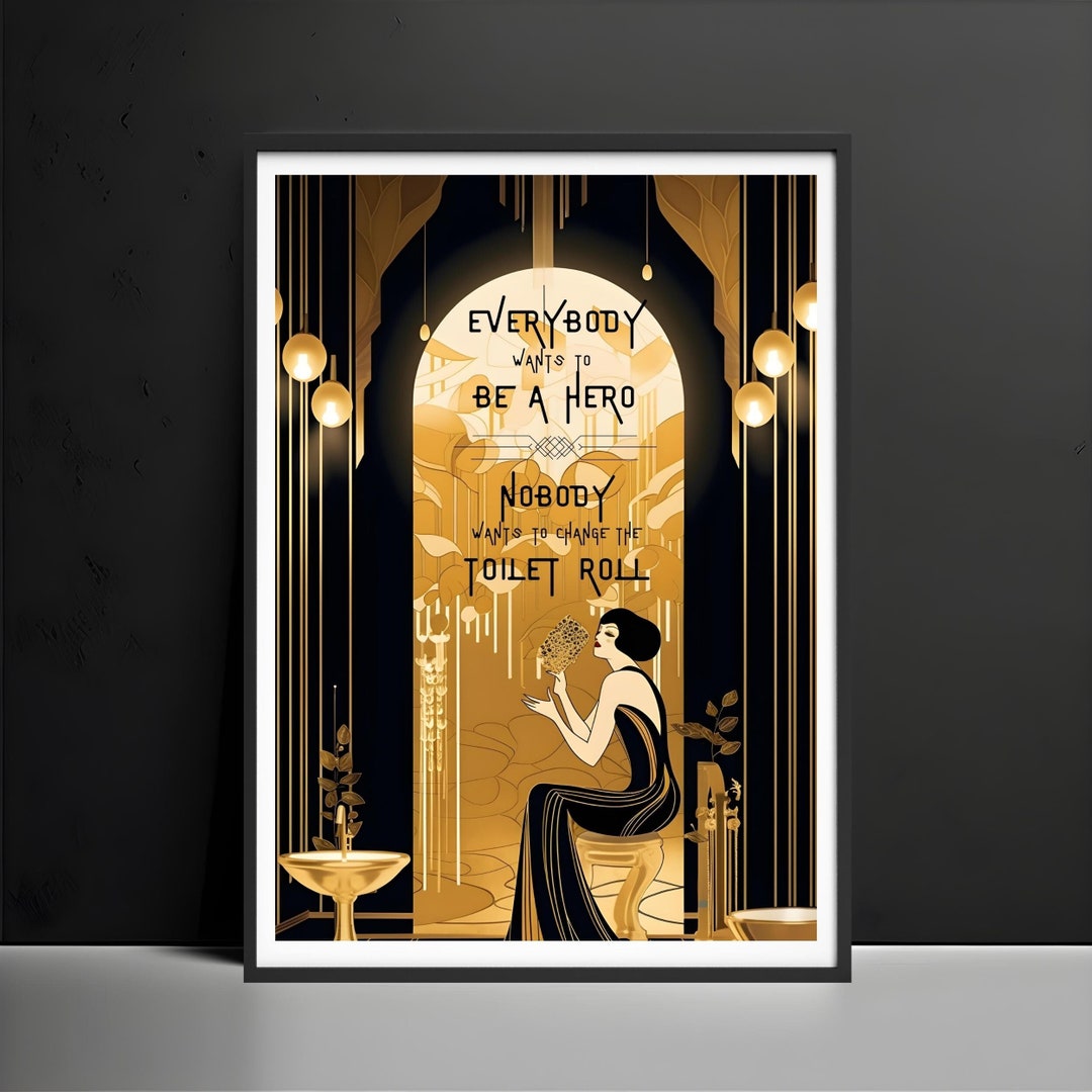 Art Deco Decor Print Funny Poster Bathroom Decoration Art Deco Print ...
