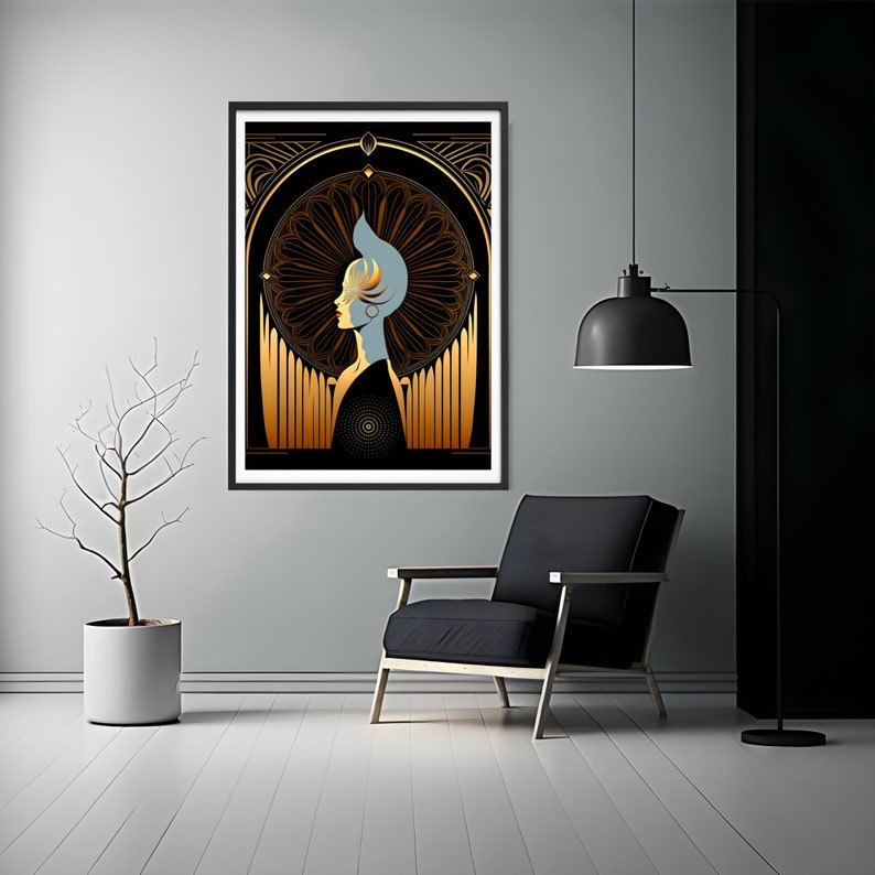 Art Deco Wall Art Print, Luxury Art Deco Prints, Gold Art Deco Poster