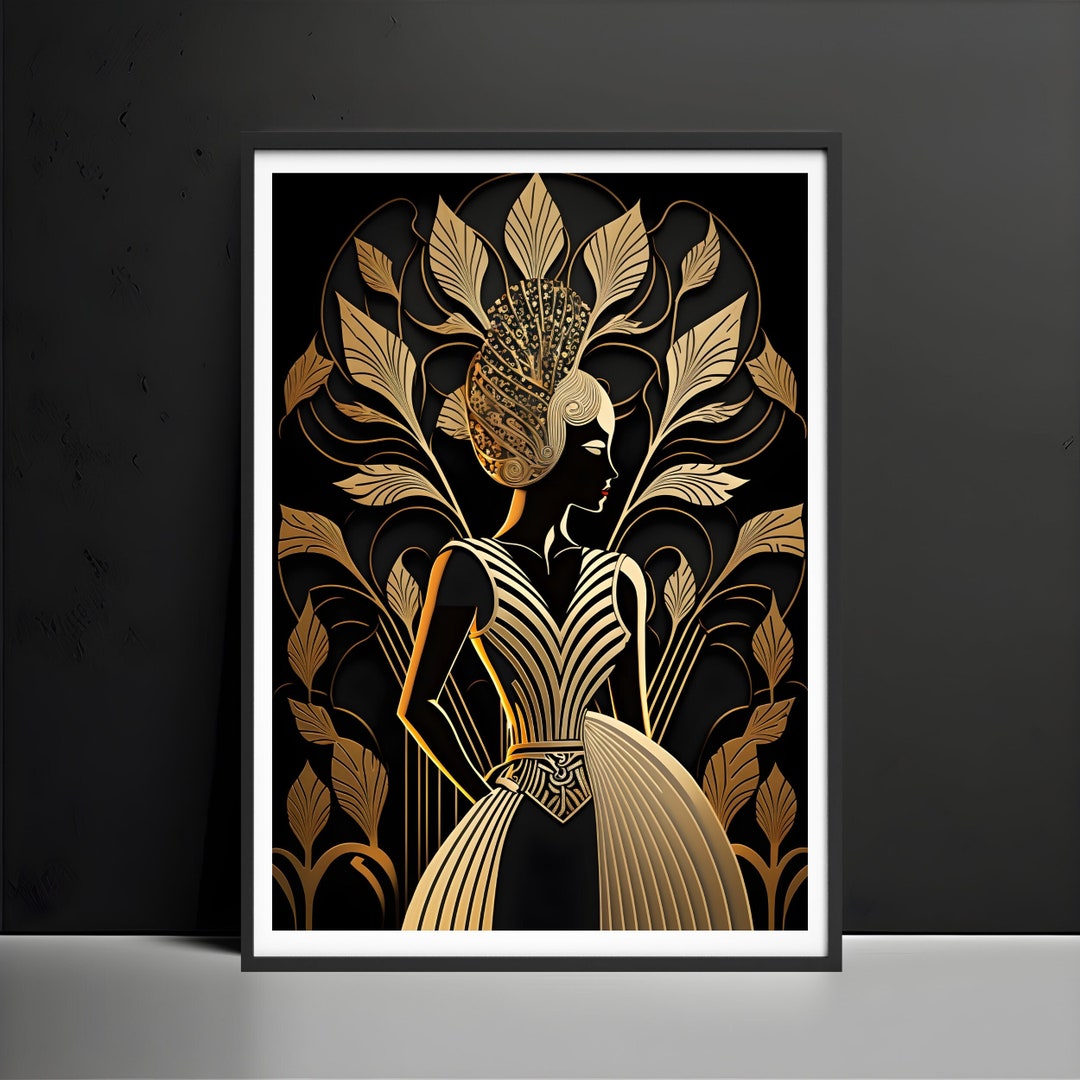 Art Deco Wall Art Print, Luxury Art Deco Prints, Gold Art Deco Poster