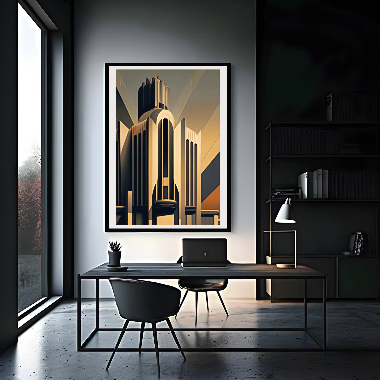 Art Deco Architecture Print, Vintage Style, Geometric Wall Decor - Etsy