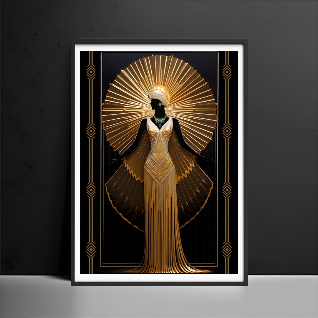 Art Deco Wall Art Print, Luxury Art Deco Prints, Gold Art Deco Poster