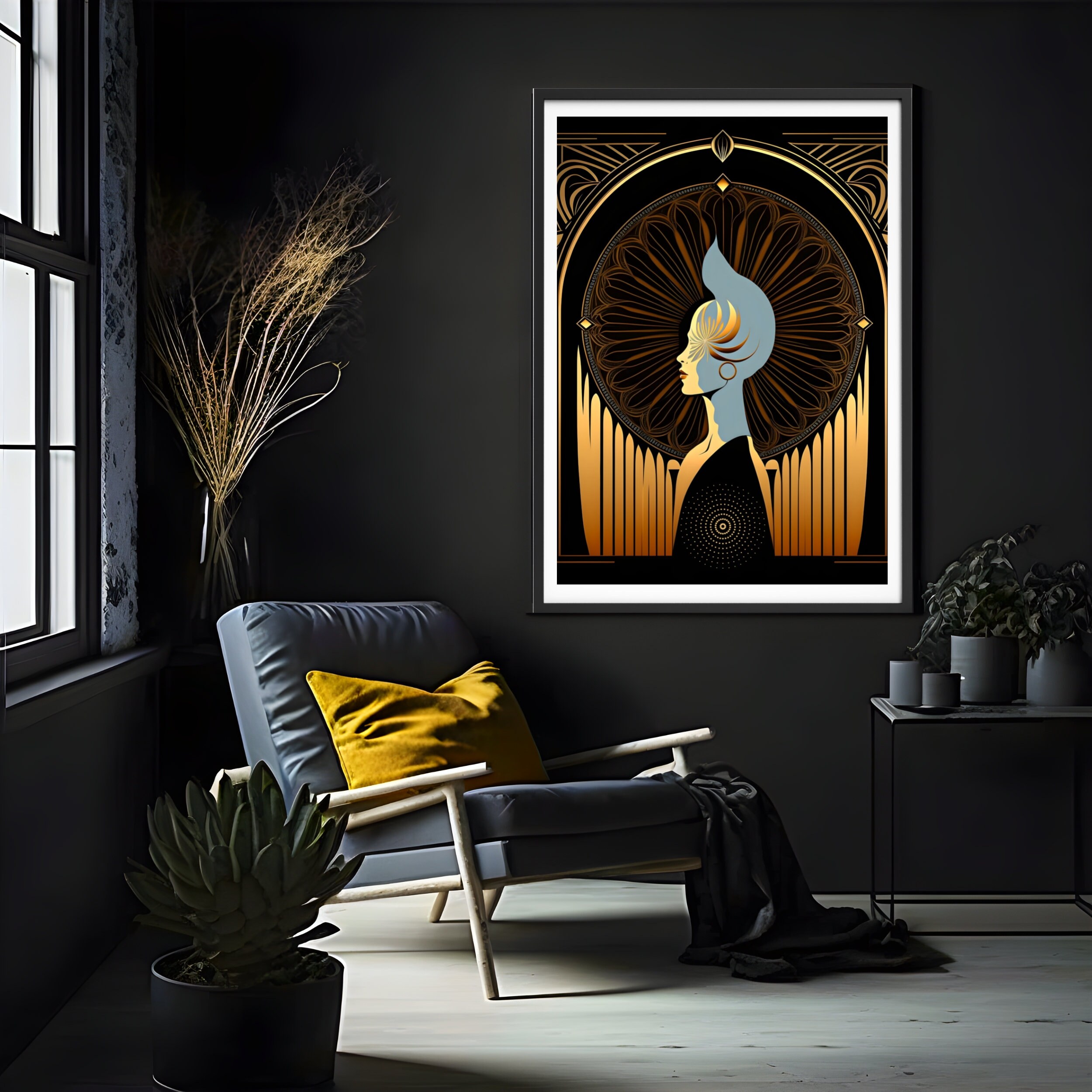 Art Deco Wall Art Print, Luxury Art Deco Prints, Gold Art Deco Poster
