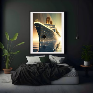 Art Deco Cruise Ship Poster Print, Vintage Travel Wall Art image 4