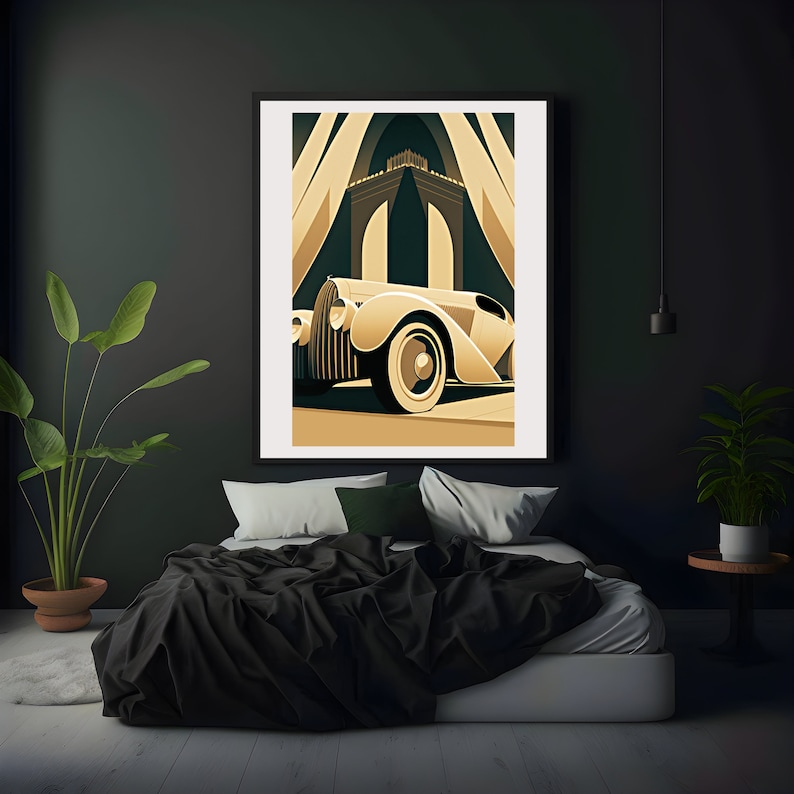 Poster Vintage Art Déco Années 1940 - Thème Voitures BMW - Reproduction Sur Papier, Format Moyen
