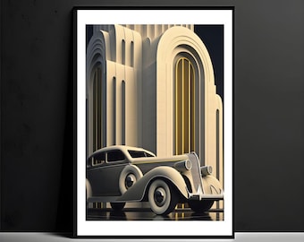 Art Deco Printable wall art, Vintage Luxury Car Wall Art Poster, Art deco Posters Prints the best Housewarming Gift Posters Printing