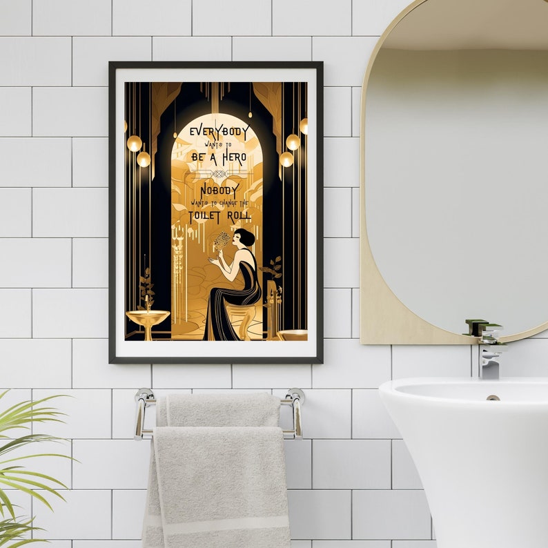 Bathroom Wall Art Deco Print Picture Vintage Maximalist Wall Art Toilet ...
