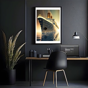 Art Deco Cruise Ship Poster Print, Vintage Travel Wall Art image 8