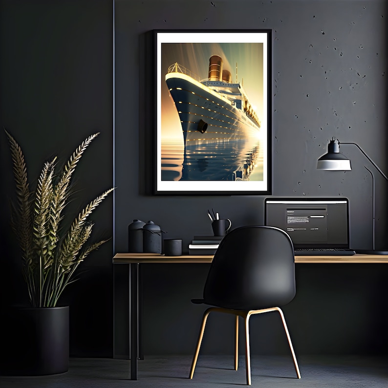 Art Deco Cruise Ship Poster Print, Vintage Travel Wall Art image 8