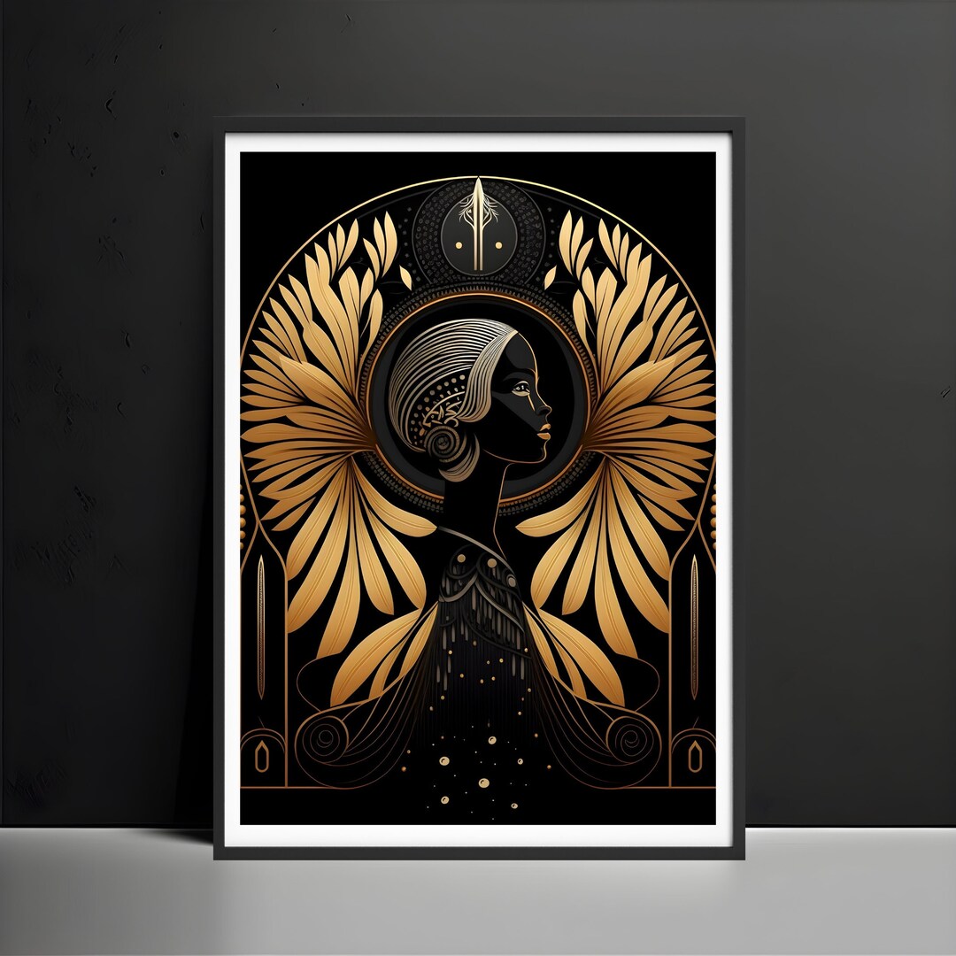 Art Deco Woman Poster, Black and Gold Glam Print - Etsy