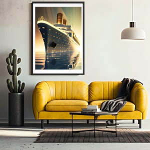 Art Deco Cruise Ship Poster Print, Vintage Travel Wall Art image 2
