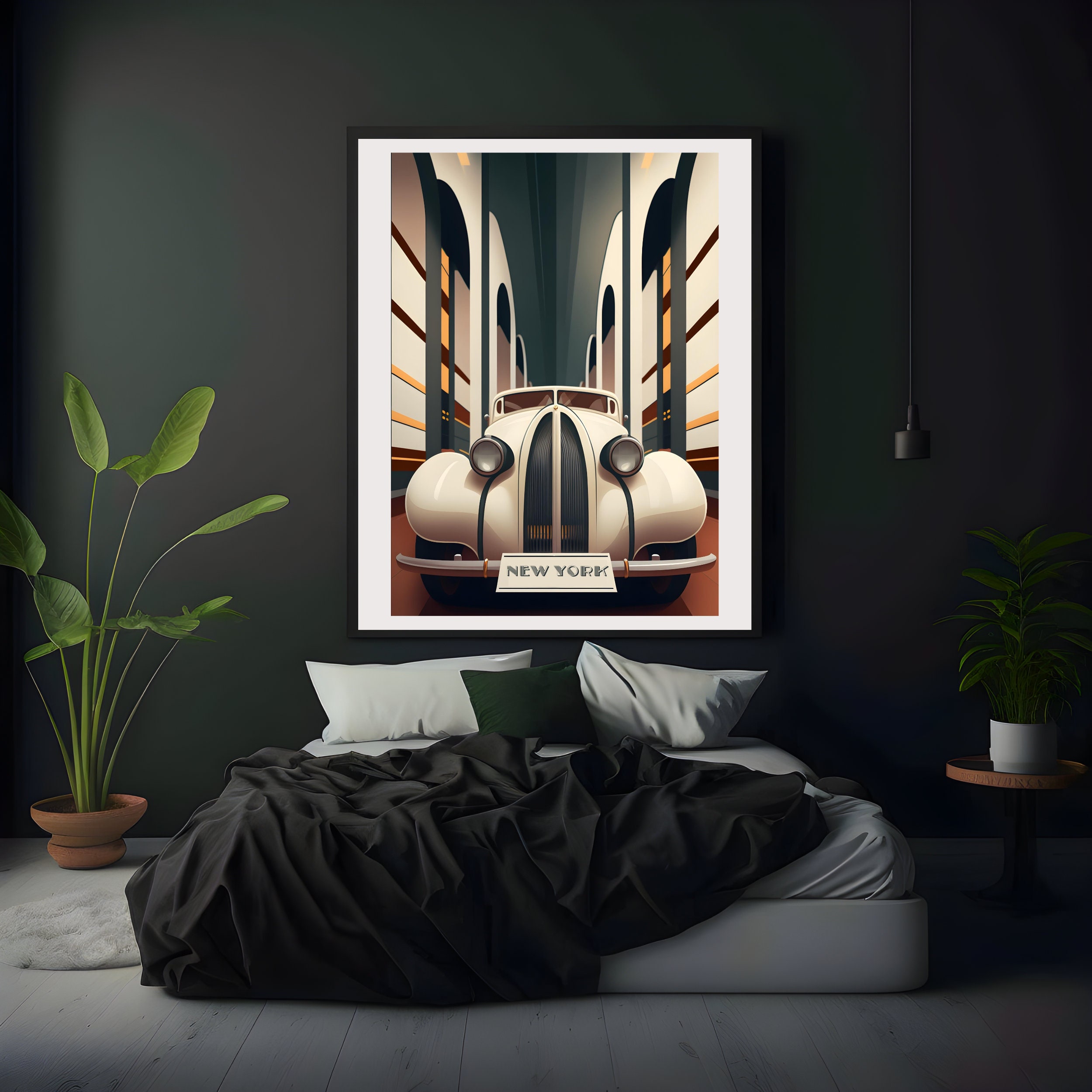 Art Deco Car Poster | New York Vintage Style Print - Etsy