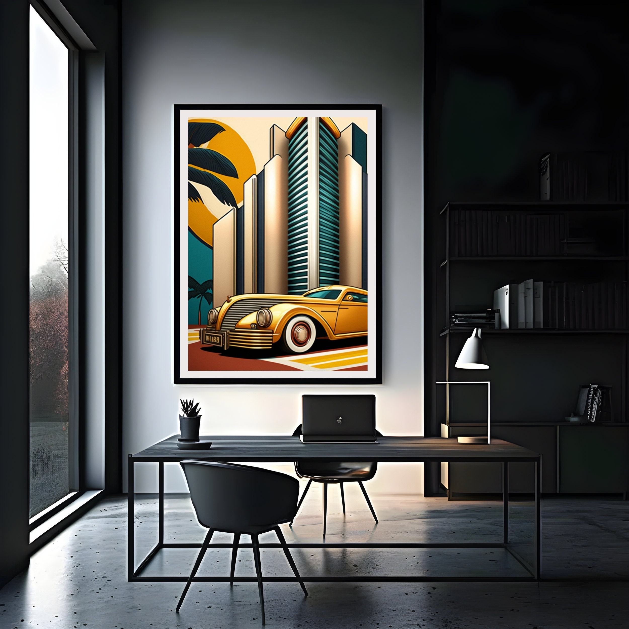 Miami Art Deco Car Poster | 1930s Retro Print - Etsy