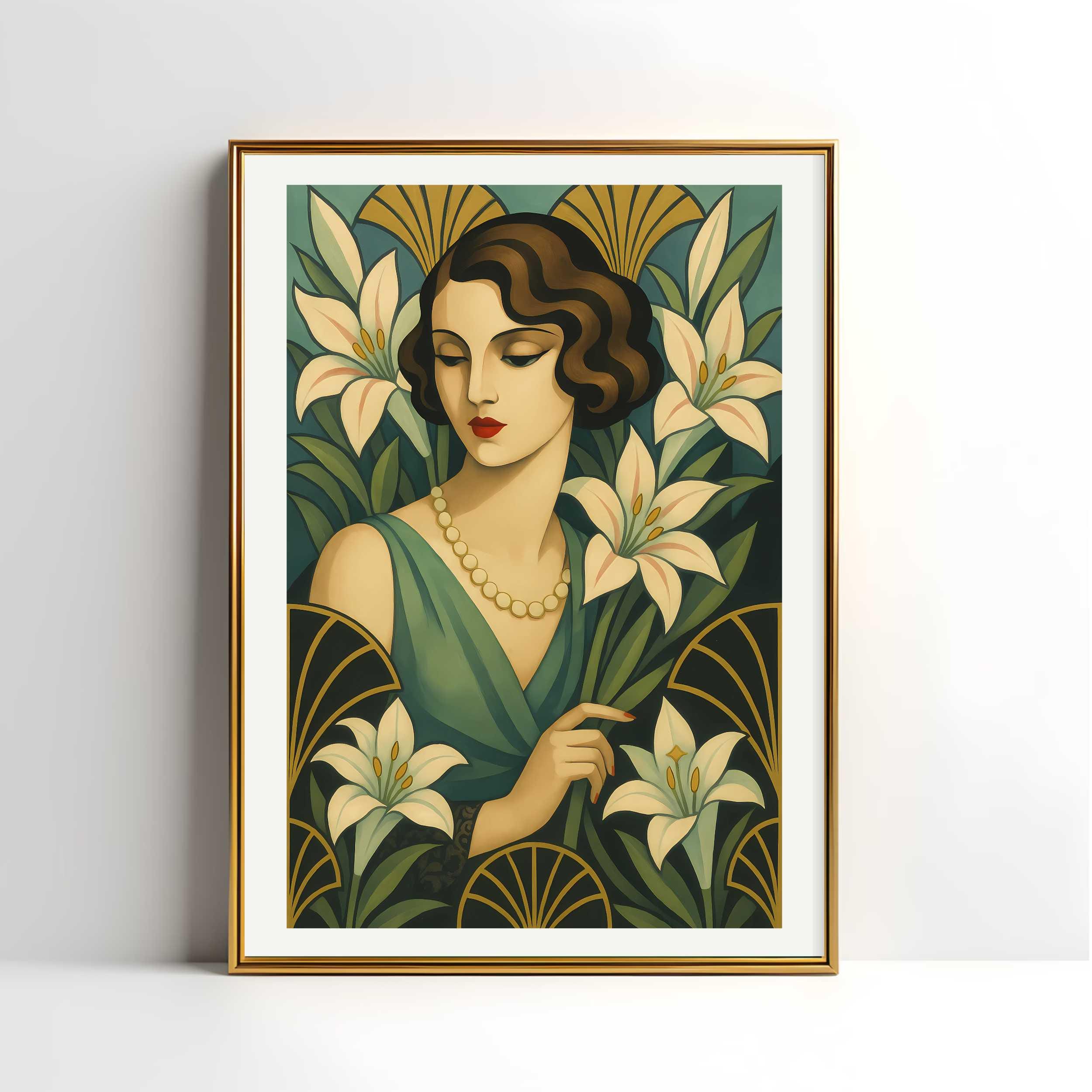 Art Deco Woman Floral Print, Elegant Vintage Style Poster - Etsy