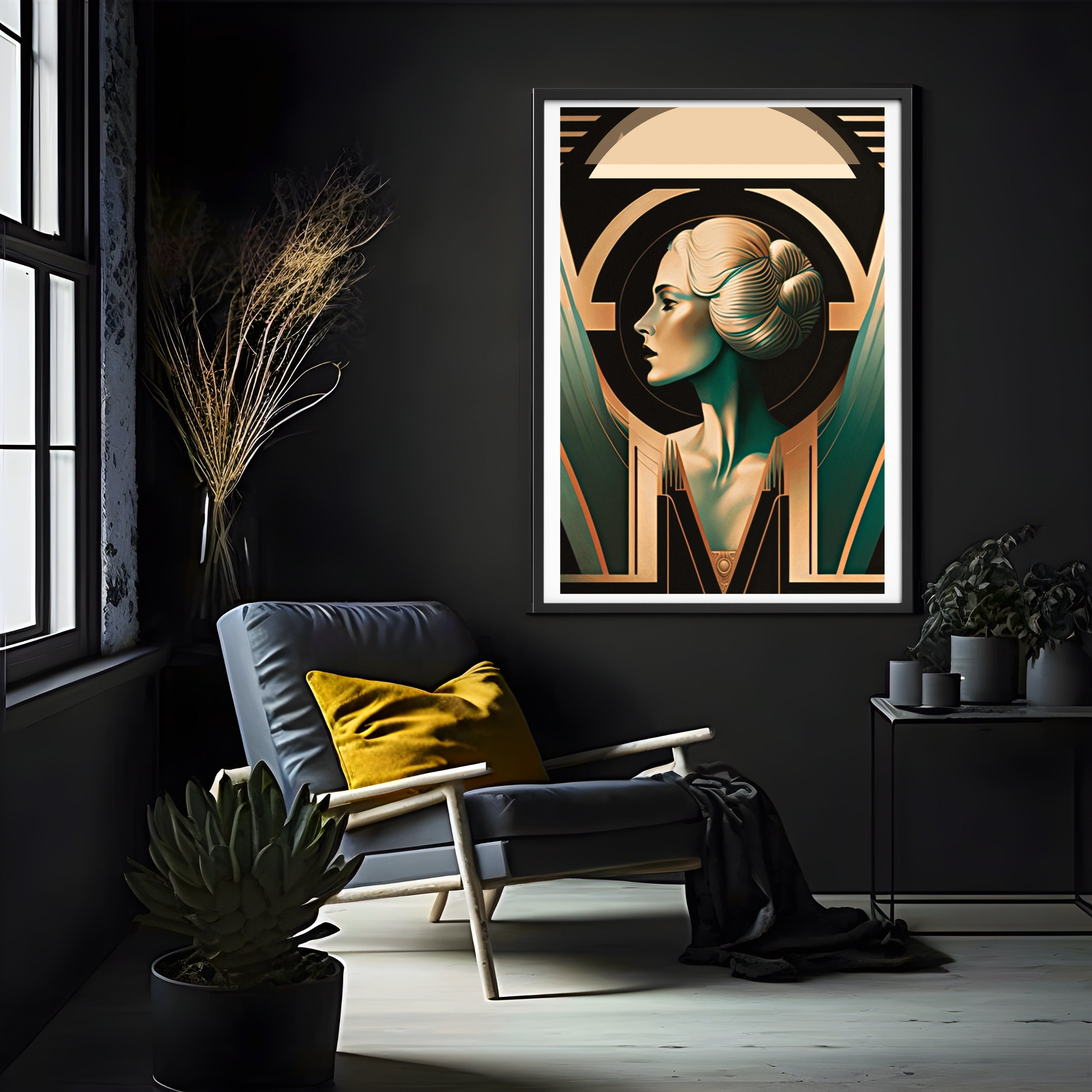 Art Deco Woman Portrait Poster, Vintage Style Wall Art - Etsy