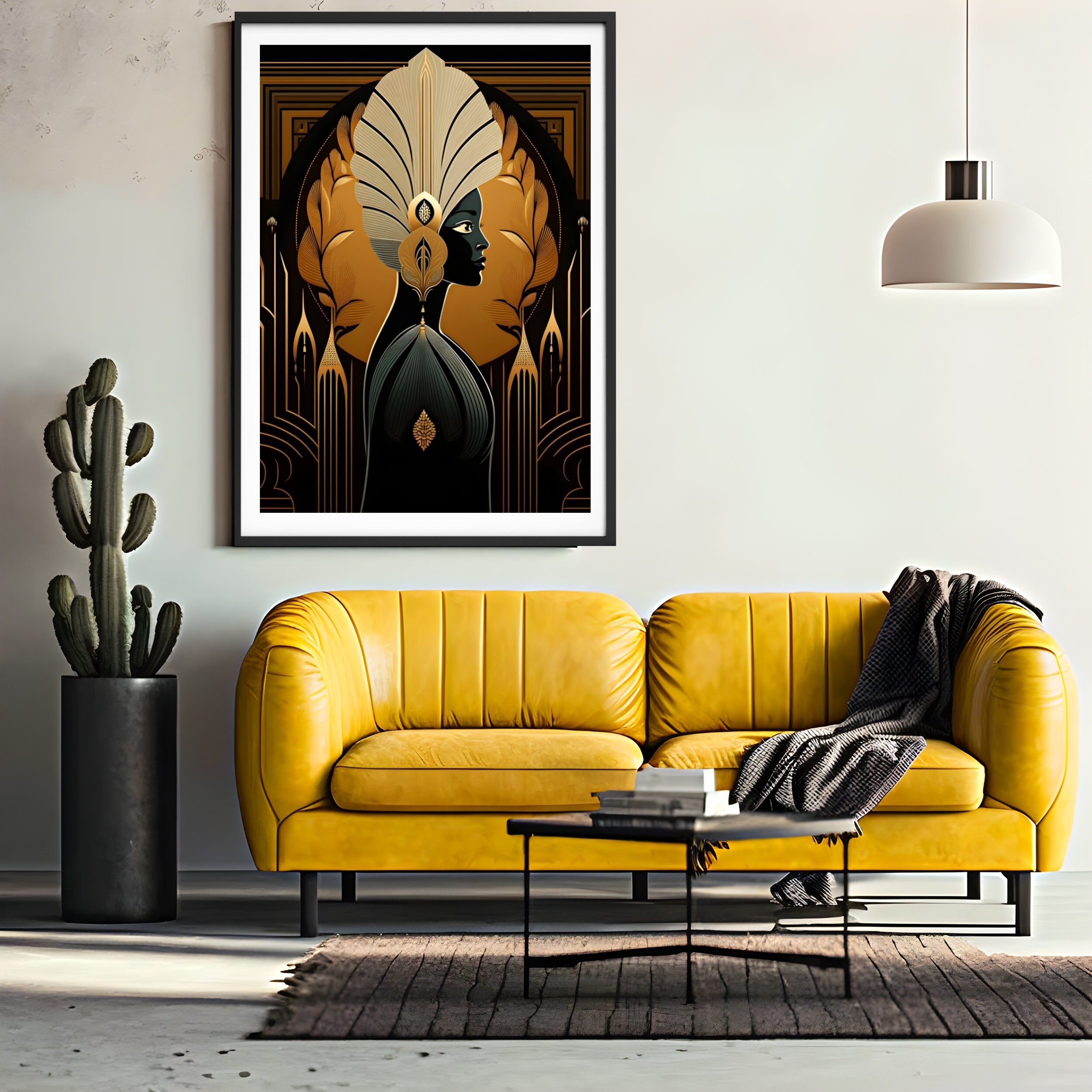 Black and Gold Art Deco Woman Poster, Luxury Wall Art Print - Etsy