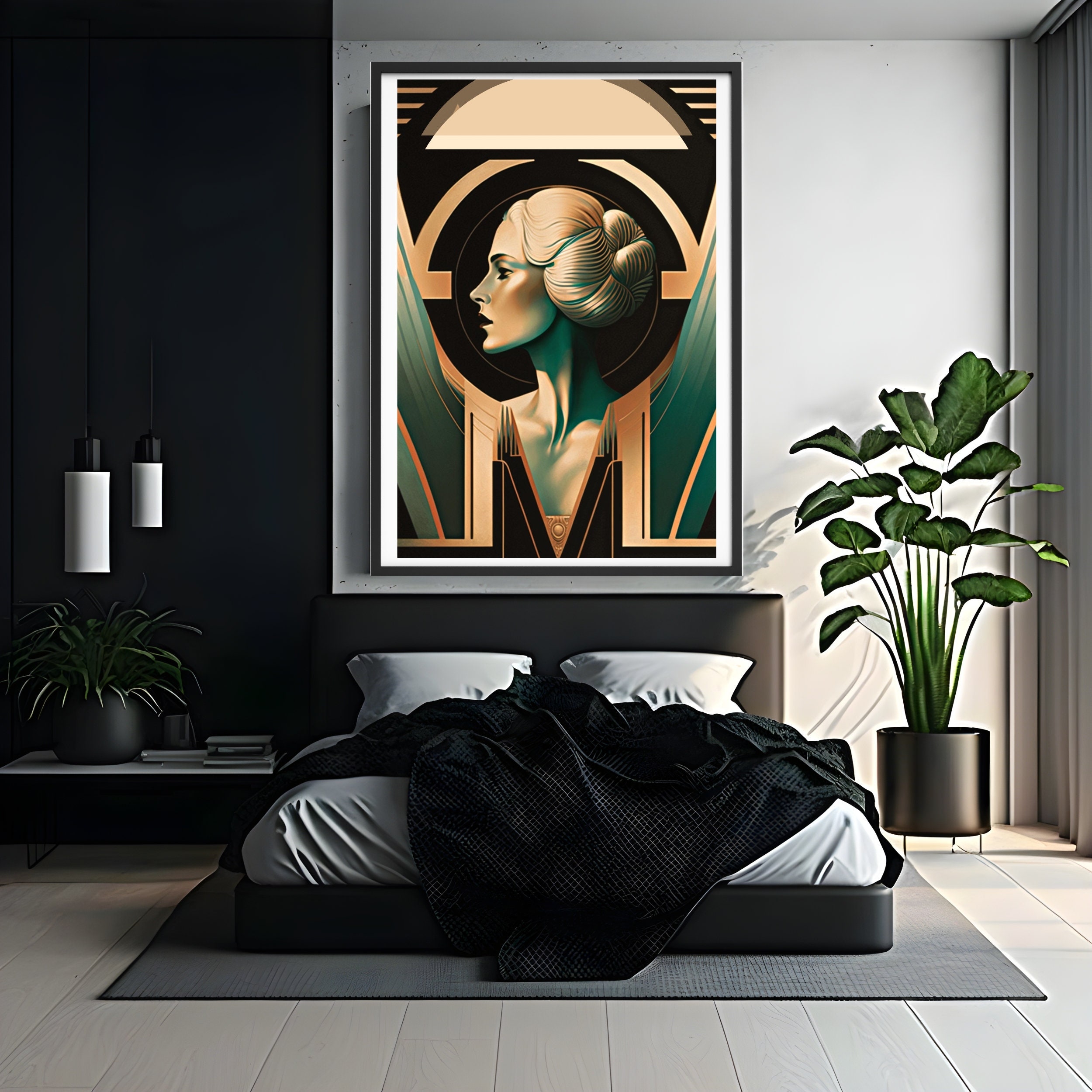 Art Deco Woman Portrait Poster, Vintage Style Wall Art - Etsy