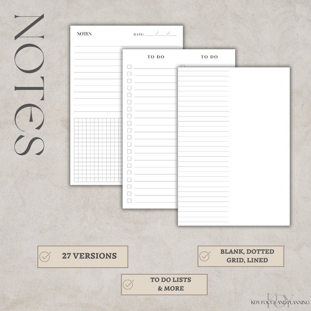Etsy Printable Fillable Kind Notes.pdf Printable Notes Page, Notes Template, Notes Planner Insert, A4/a5 ...
