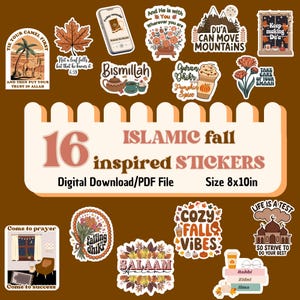 Islamic fall inspired stickers, Islamic digital stickers, hijabi stickers, muslim stickers, cute fall stickers, quran journal stickers, fall