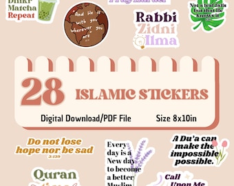 Islamic digital stickers, islamic stickers, quranic ayah, journaling stickers, islamic planner stickers, png, pfd, quran planner stickers