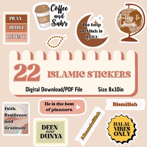 Pegatinas digitales islámicas, pegatinas islámicas, citas del Corán, pegatinas digitales para hiyab, pegatinas islámicas para planificador, png, pfd, pegatinas para planificador del Corán
