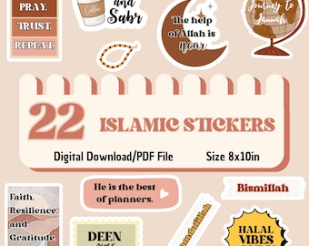Islamic digital stickers, islamic stickers, quran quotes, hijab digital stickers, islamic planner stickers, png, pfd, quran planner stickers