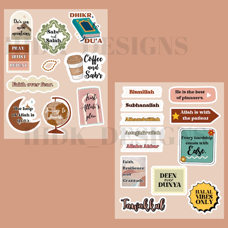 Islamic digital stickers, islamic stickers, quran quotes, hijab digital stickers, islamic planner stickers, png, pfd, quran planner stickers image 2