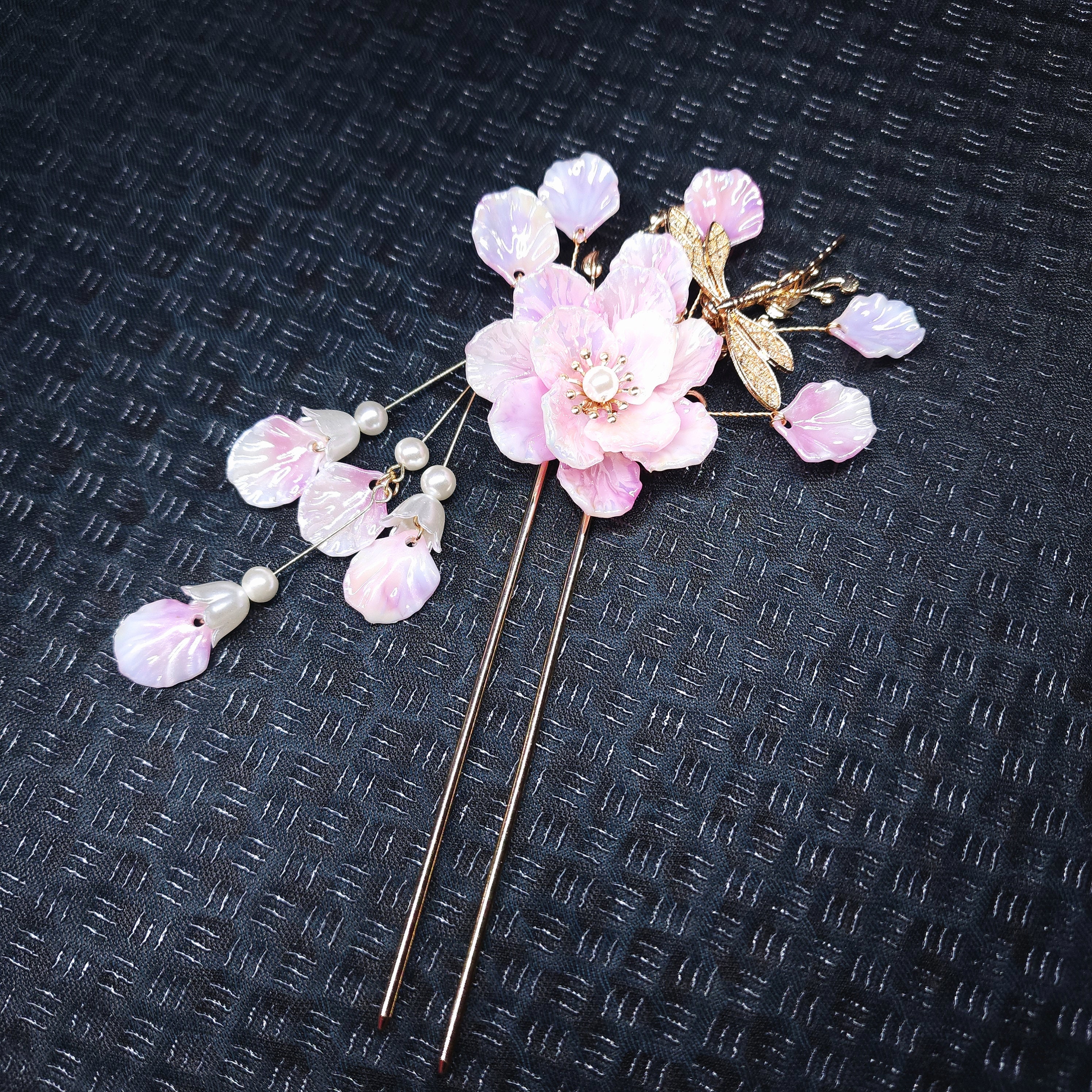 5PCS Camellia Flower Tassels Hairpin Chinese Hair Stick Clips Camellia Hairpin - Etsy main image 2