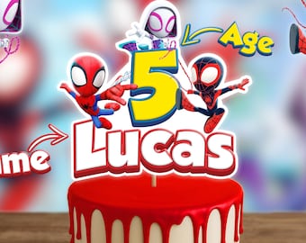Spidey Spiderman Kuchen Topper | Druckbar | Spinnenmann | Personalisiert | Individuell