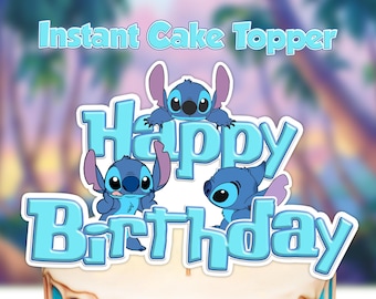 Stitch Happy Birthday Cake Topper (Digital Download)