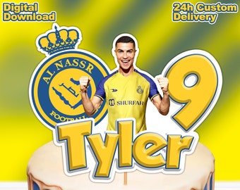 Topper de pastel RONALDO, topper de pastel CR7, topper de pastel Al-Nassr, topper de pastel personalizado, topper de pastel digital, topper de cumpleaños de Ronaldo.