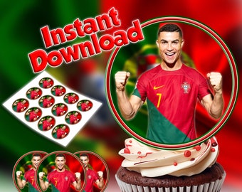 RONALDO PORTUGAL Cupcake Toppers, Cupcakes CR7, Cupcakes Portugal, Cupcake Digital.