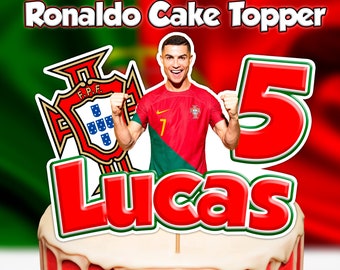 RONALDO PORTUGAL Cake Topper, CR7 Cake Topper, Portogallo Cake Topper, Cake Topper personalizzato, Cake Topper digitale, Ronaldo Birthday Topper.