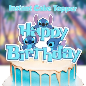 Stitch Cake Topper, Instant Cake Topper, Digital Cake Topper
