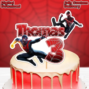 Miles Morales Digital Cake Topper / Imprimible / Spider Man / Personalizado / Personalizado