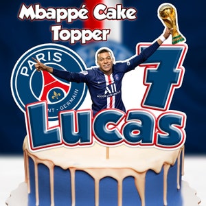 Topper de bolo digital MBAPPÉ, topo de bolo de festa de aniversário, topo de bolo digital