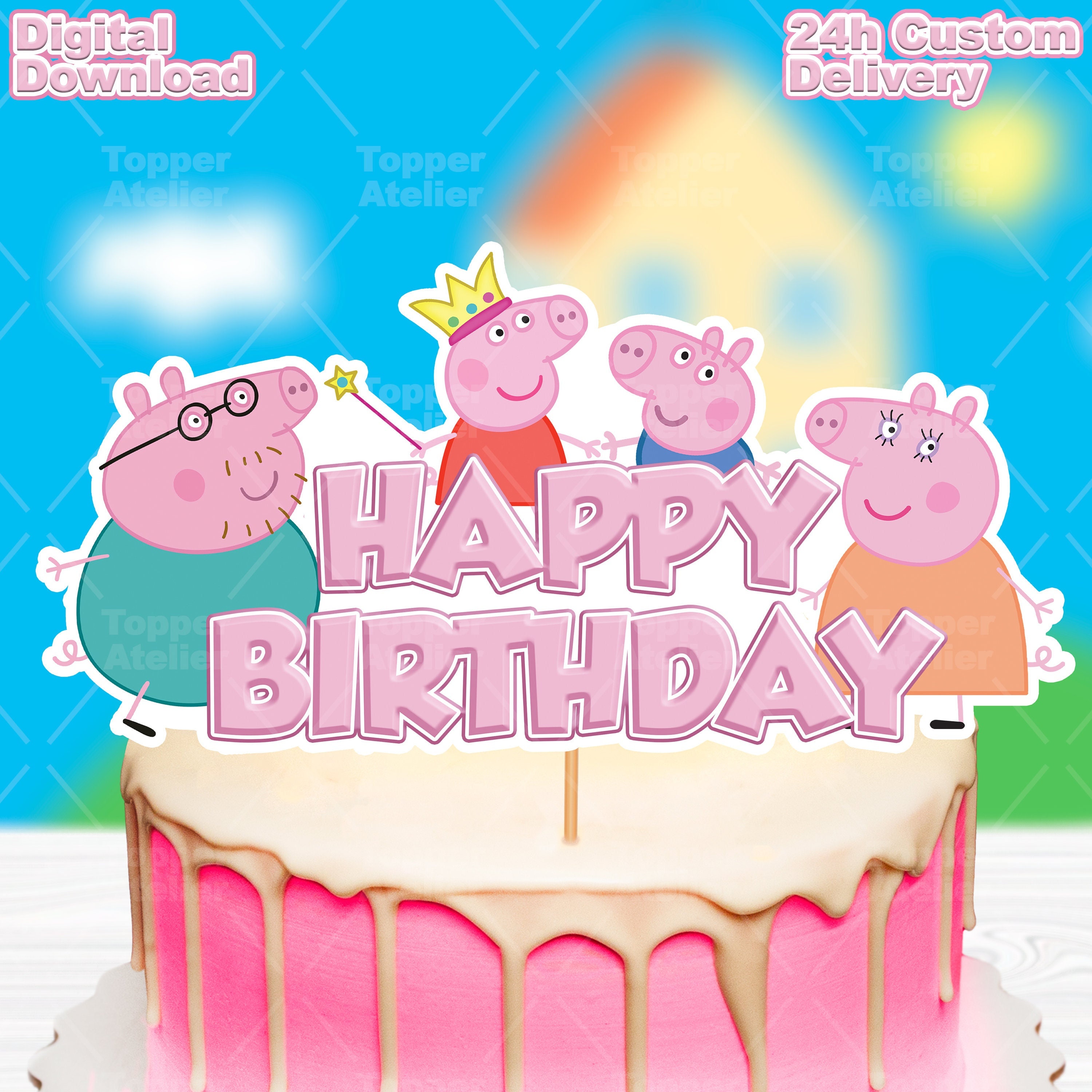 Casa Peppa Pig Topper  Peppa pig birthday, Peppa pig cake topper, Peppa pig  stickers