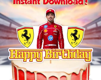 Charles Leclerc tårtdekoration: Formel 1-födelsedag (digital nedladdning)