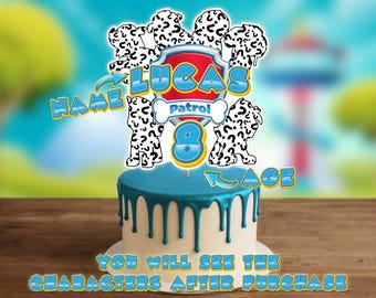 Adorno personalizado para tarta de cumpleaños: nombre y edad personalizados (descarga digital)